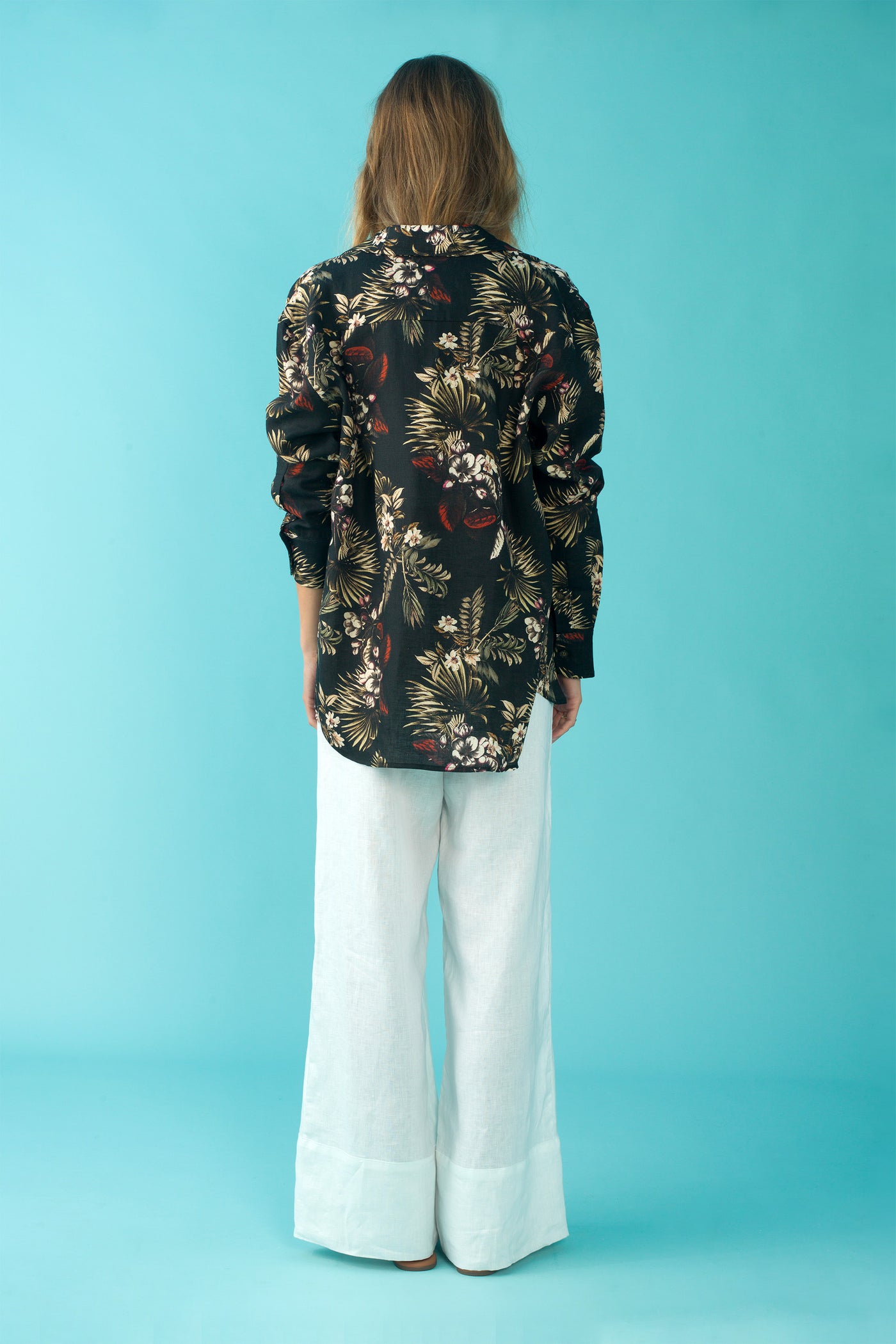 Long Sleeve Lounge Shirt - Hawaiian Floral
