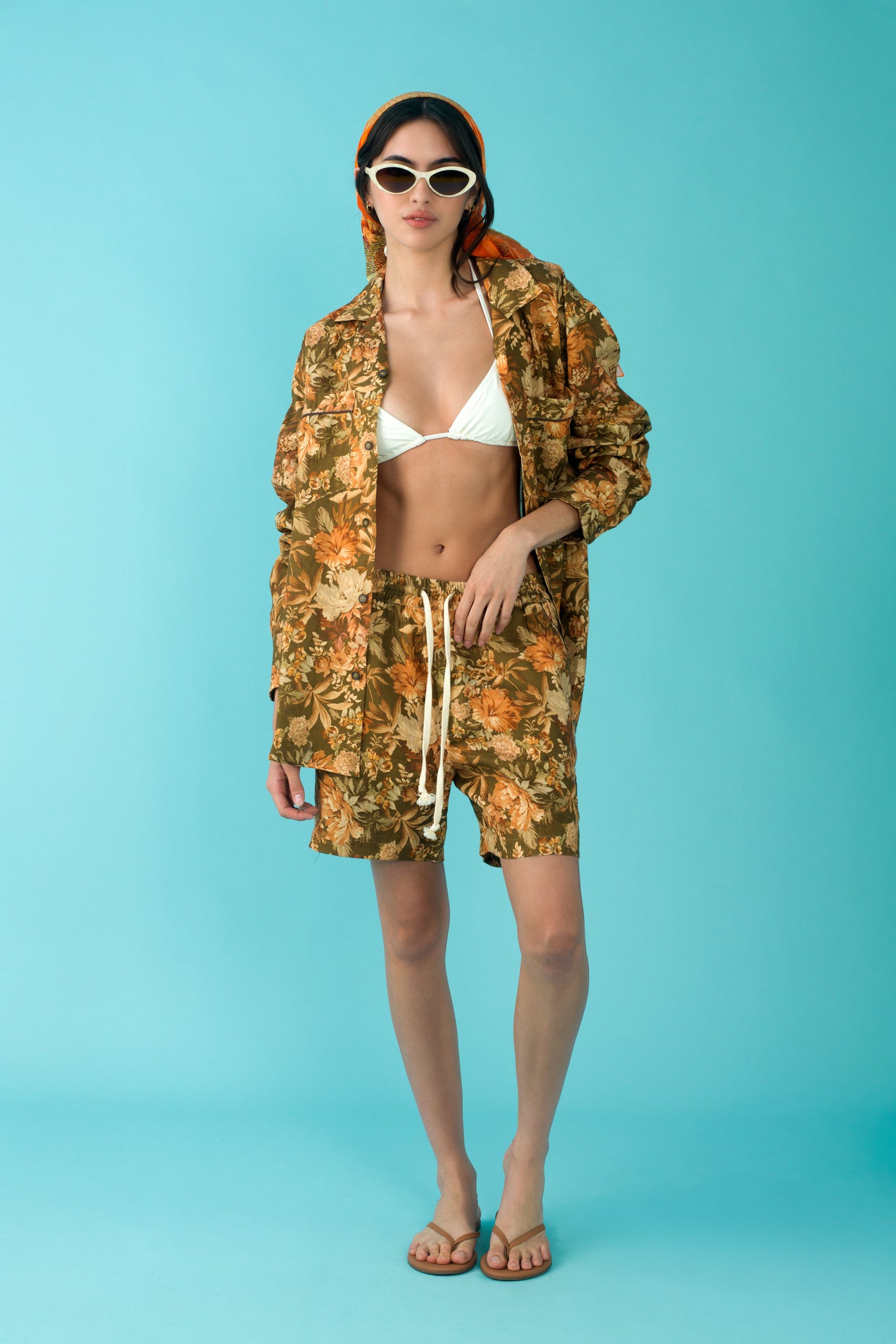 Long Sleeve Lounge Shirt - Botanical Floral
