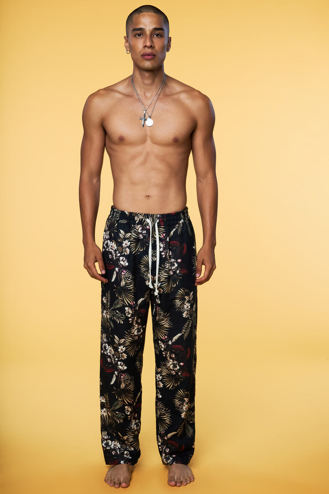 Paul Jays - Men’s - Hawaiian Floral - Black - Linen Lounge Trouser