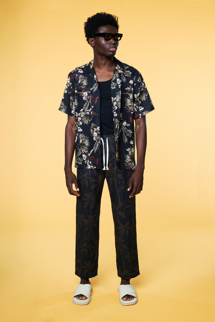 Men’s Linen Set - Black Hawaiian Black Palm Weekend - 1 of 5