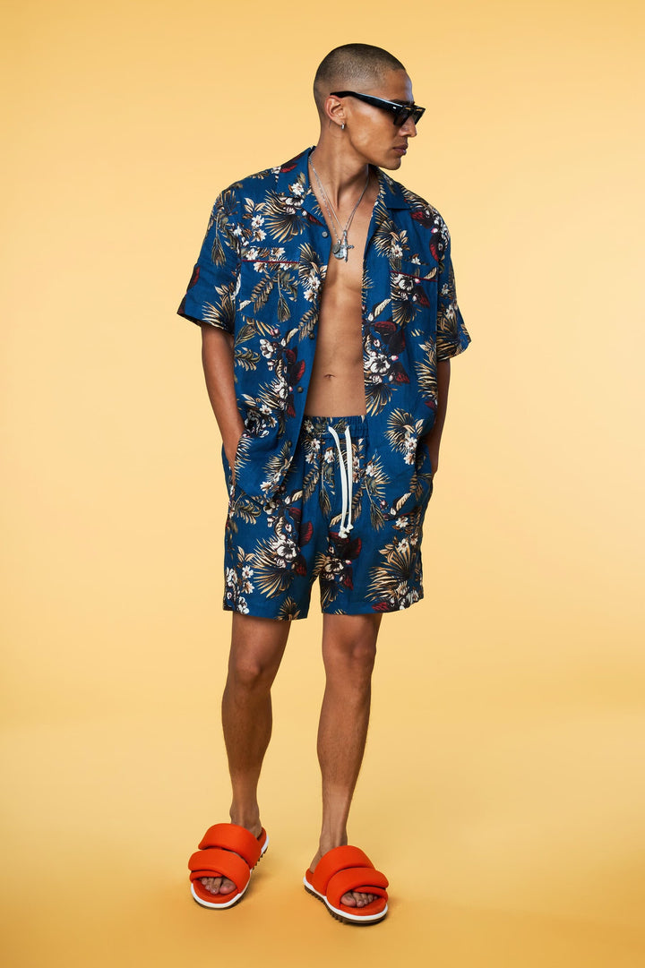 Men’s Linen Set - Blue Hawaiian Short - 6 of 6