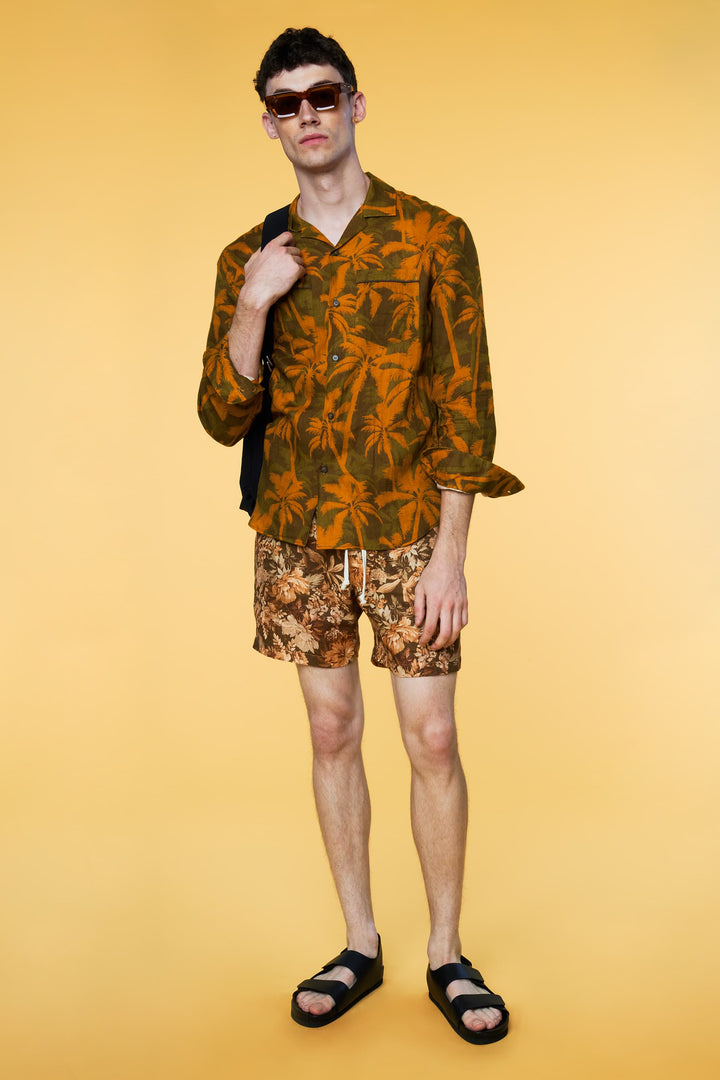 Men’s Linen Set - Orange Palm Olive Botanical Combo - 1 of 5