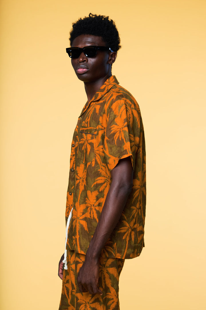 Men’s Orange Palm Matching Set in Linen  - 1 of 5