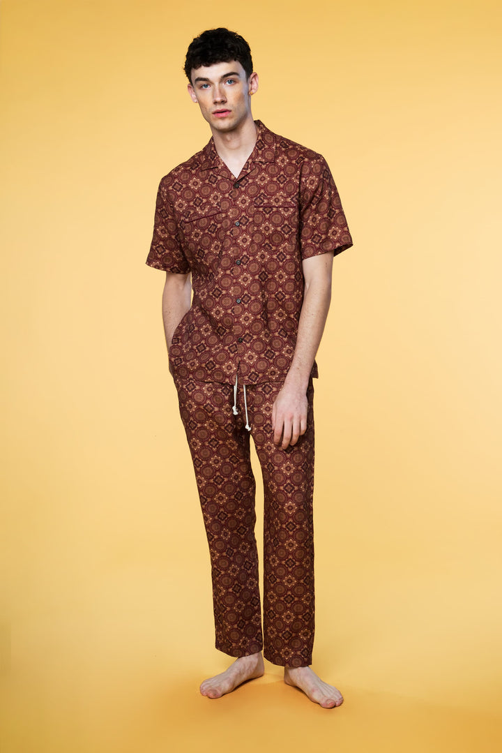 Men’s Red Foulard Matching Set in Linen - 1 of 4