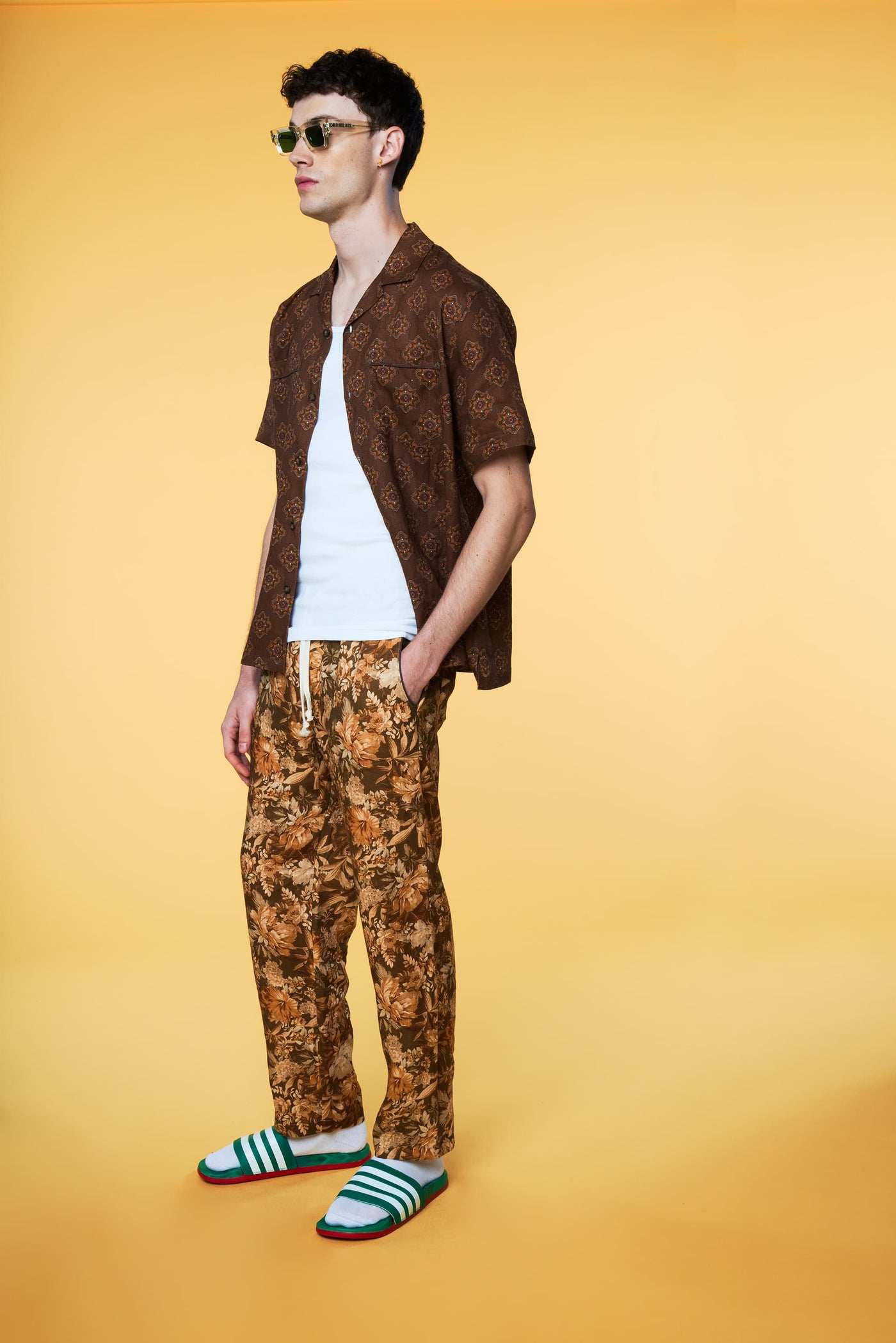 Men’s Short Sleeve Pajama Camp Shirt - Brown Geo - 5 of 5