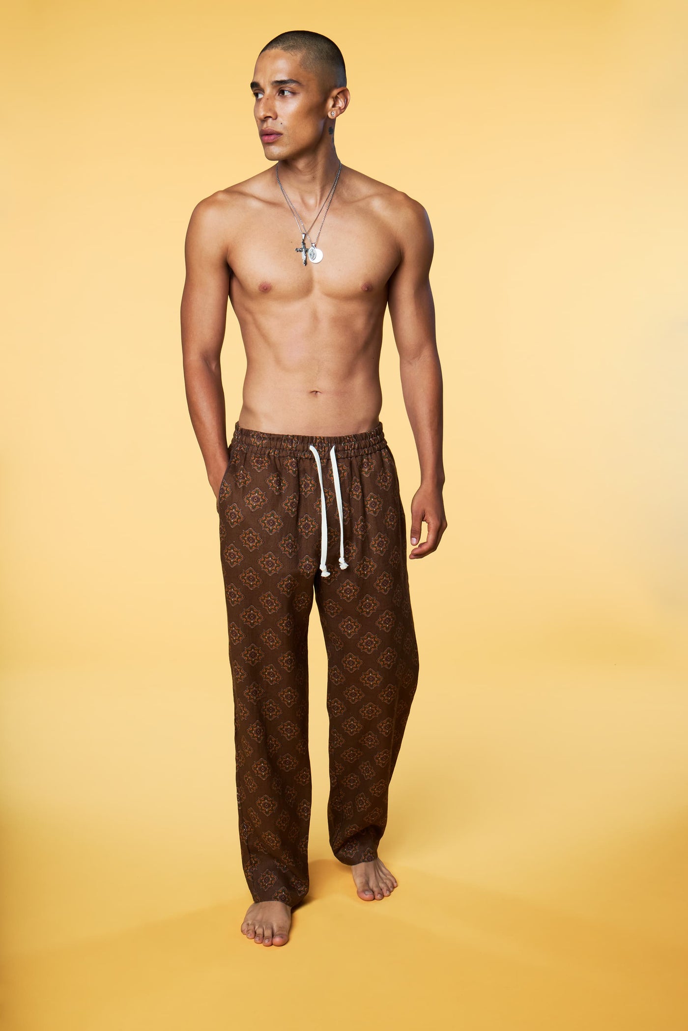 Men’s Pajama Lounge Pant - Brown Geo - 2 of 5