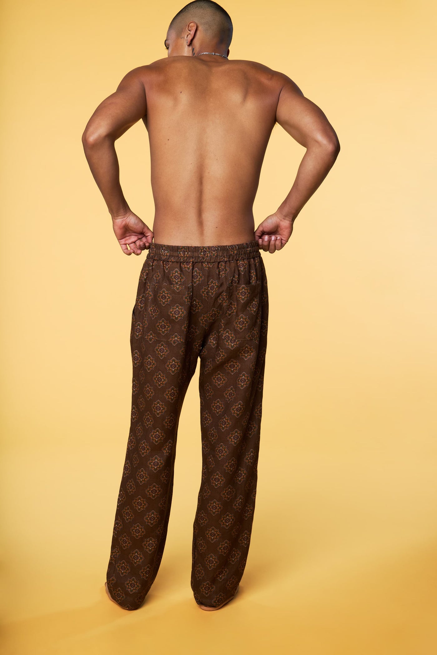 Men’s Pajama Lounge Pant - Brown Geo - 3 of 5