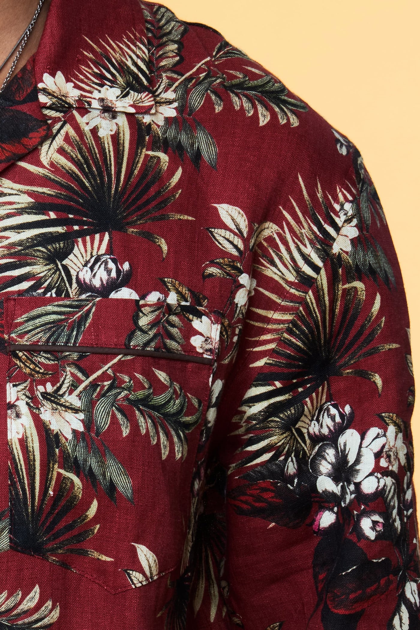 Men’s Long Sleeve Pajama Lounge Shirt - Red Hawaiian - 2 of 6