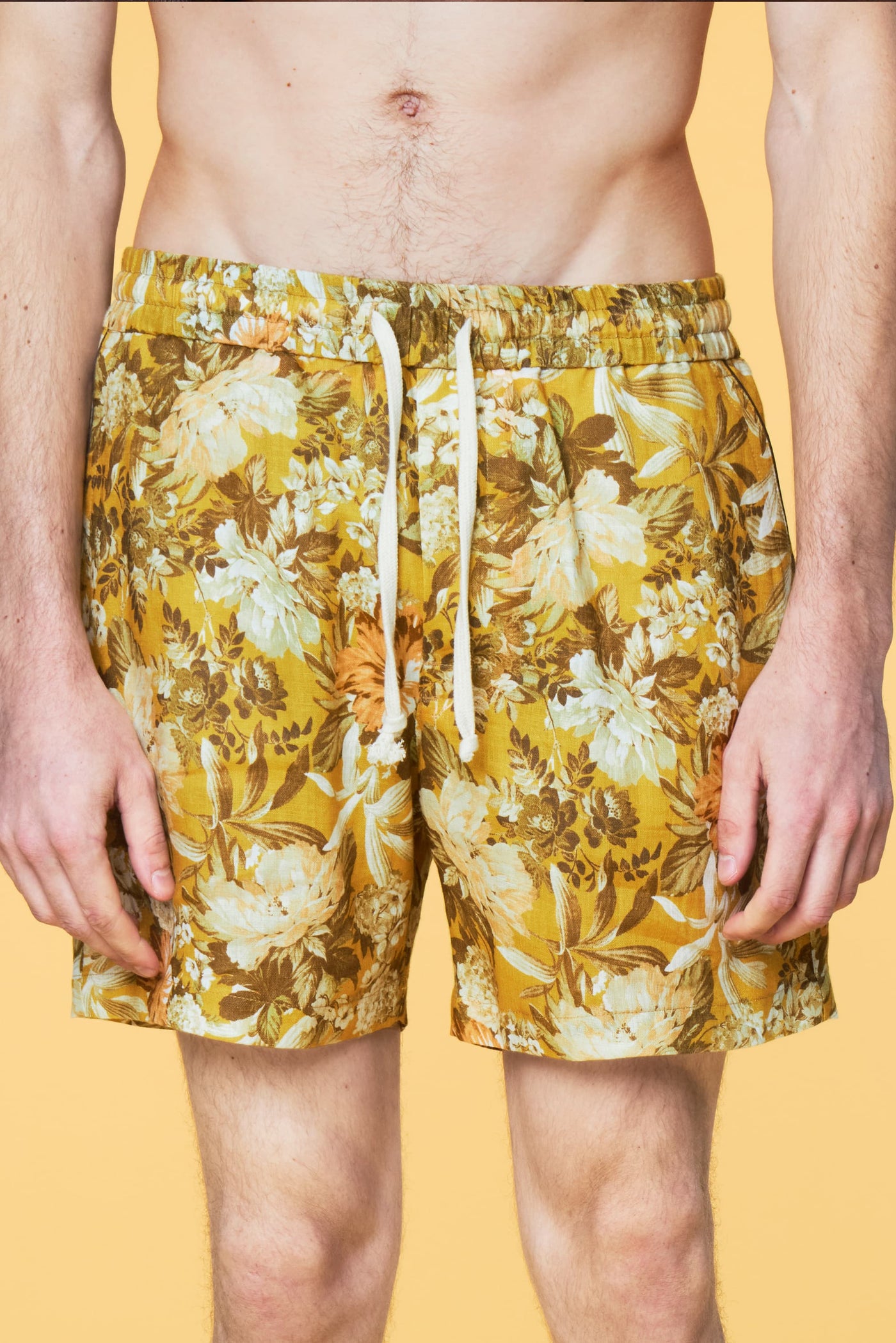 Men’s Pajama Lounge Short - Yellow Botanical - 1 of 4