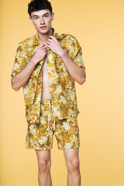 Men’s Pajama Lounge Short - Yellow Botanical - 3 of 4