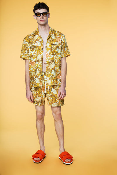 Men’s Pajama Lounge Short - Yellow Botanical - 4 of 4
