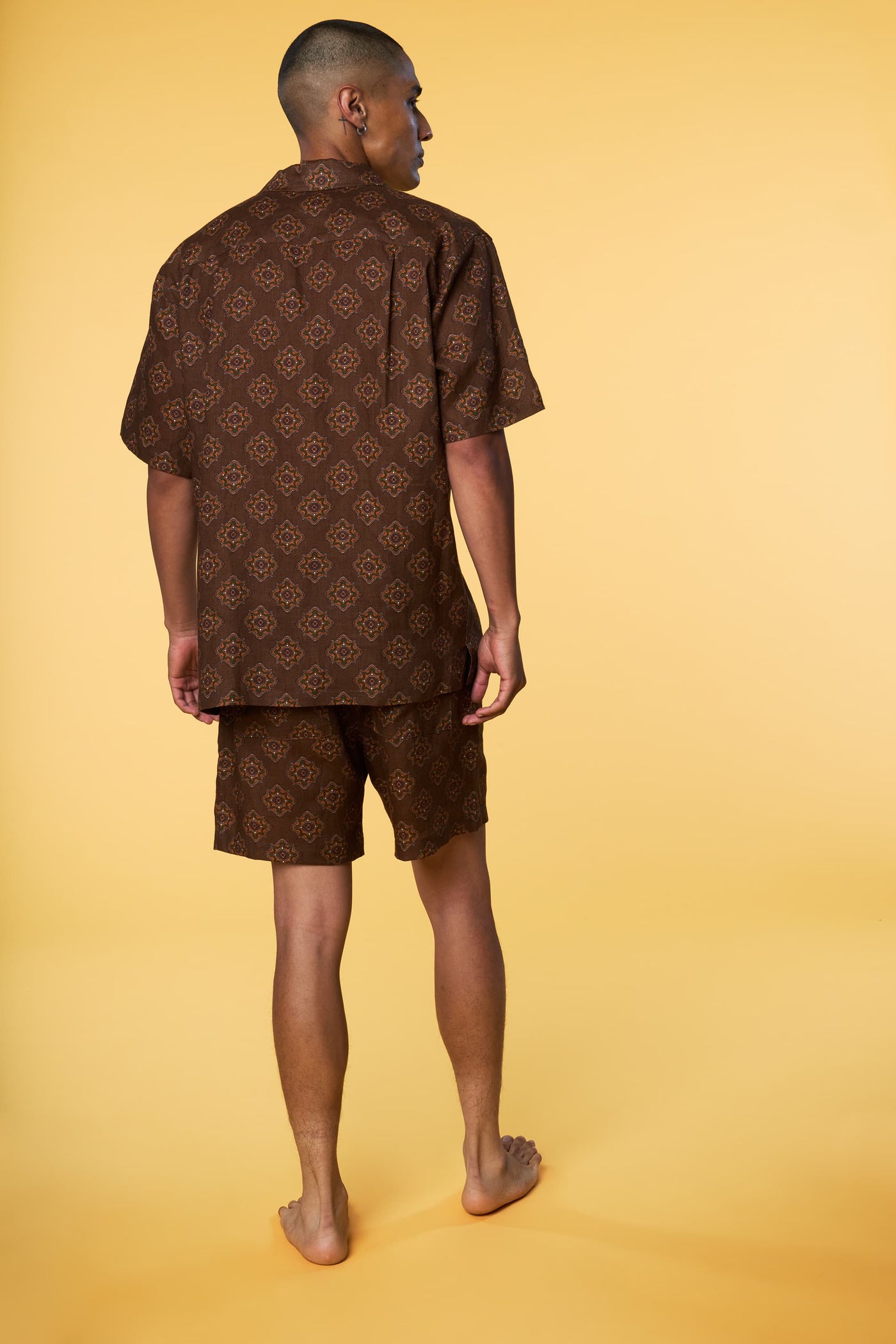 Men's Long Pajama Set by Paul Jays in Brown Geo, Size S