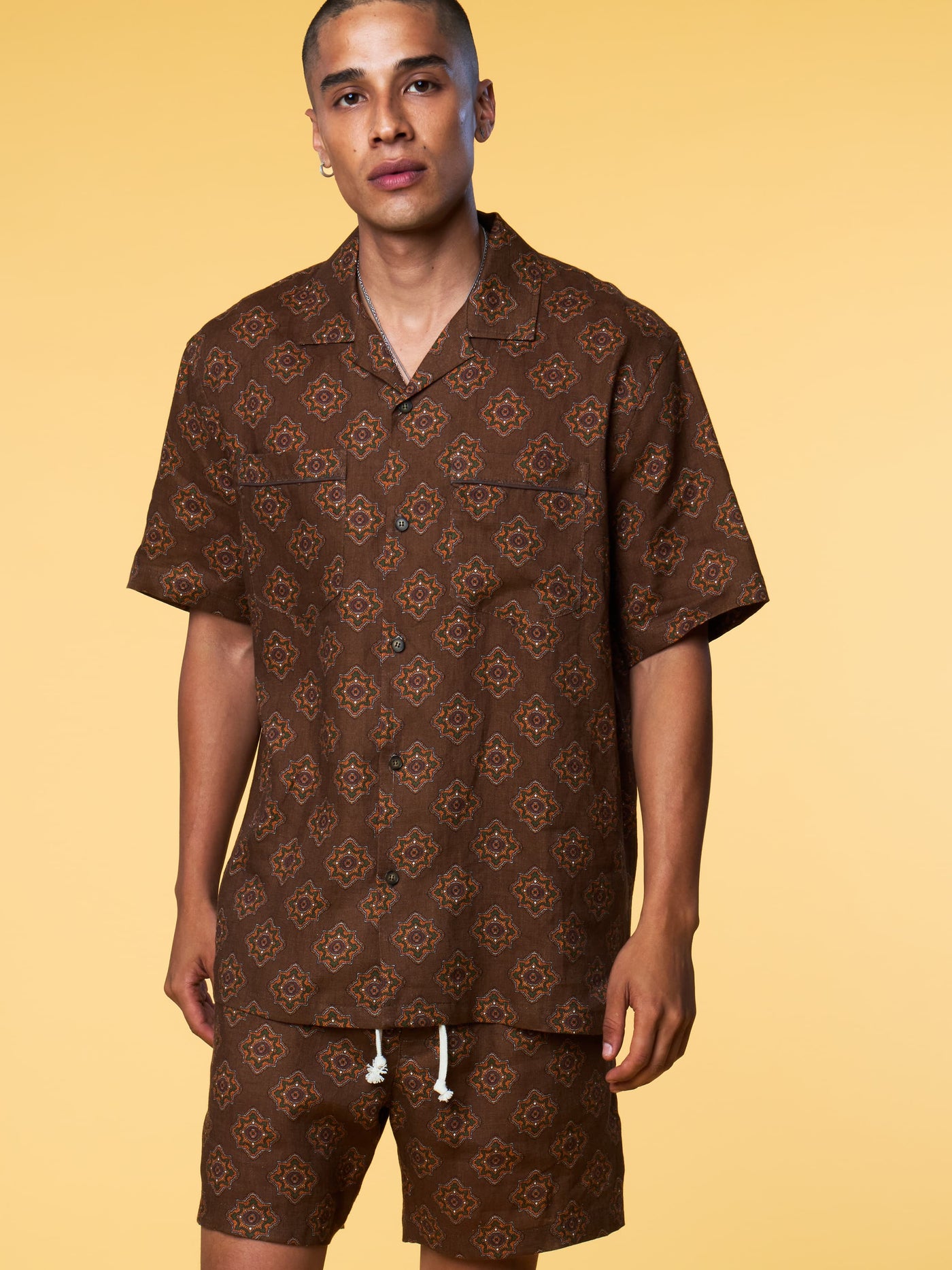 Men’s Pajama Set - Brown Geo Short - 5 of 5