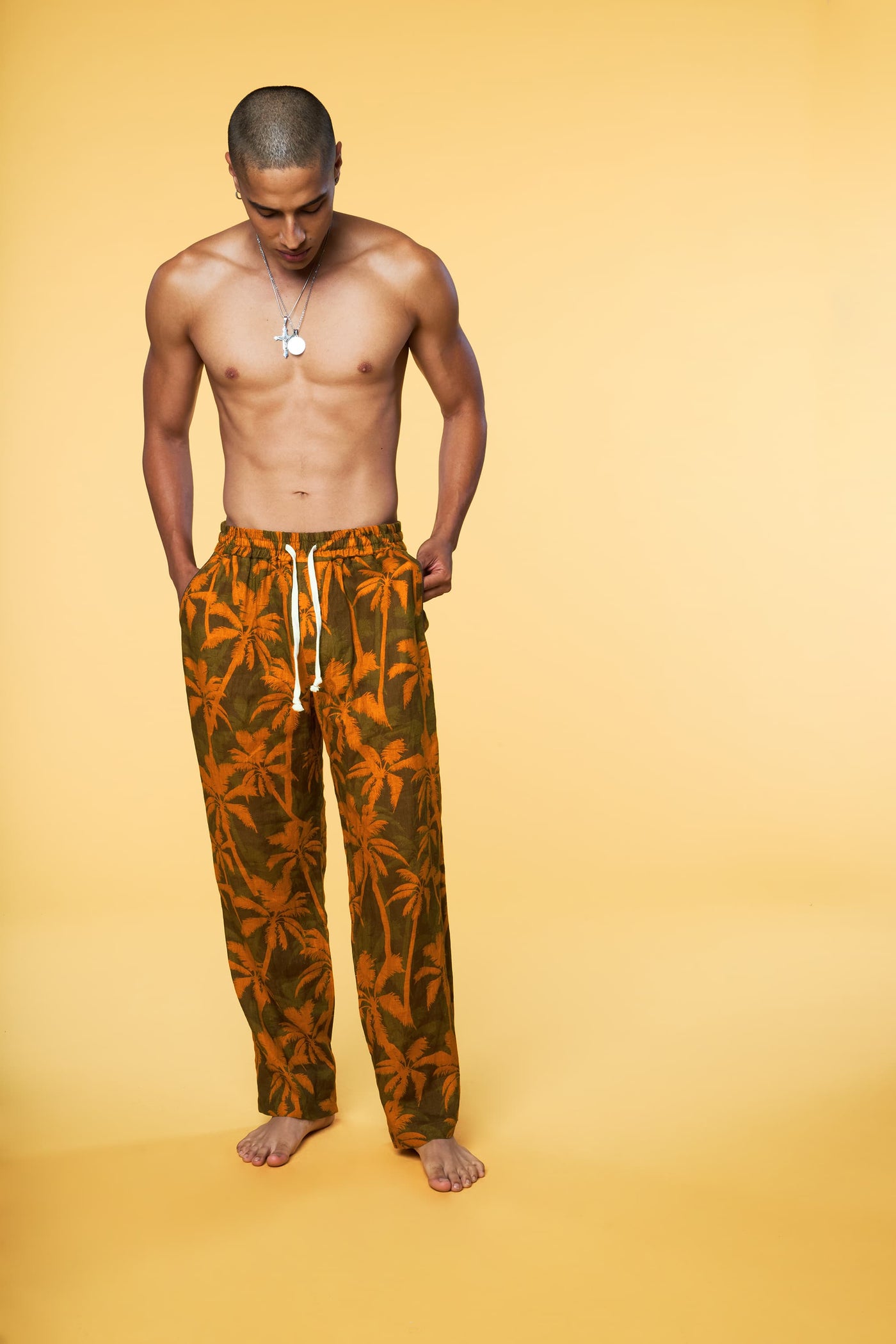 Men’s Pajama Set - Orange Palm Long - 4 of 5