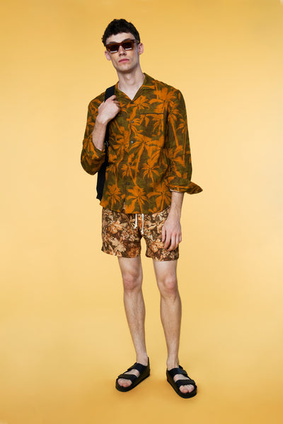 Men’s Pajama Set - Orange Palm Olive Botanical Combo - 1 of 5