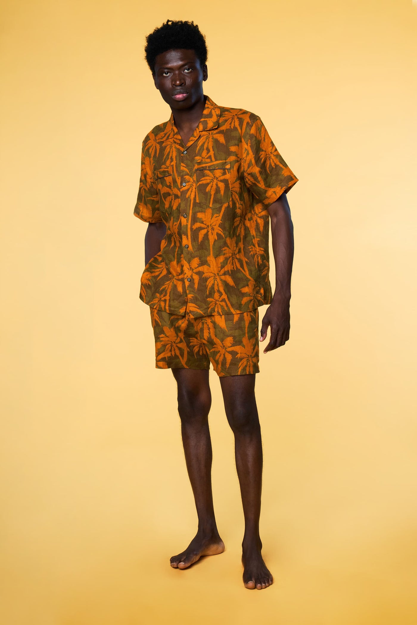 Men’s Pajama Set - Orange Palm Short - 1 of 5