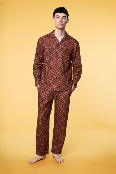 Men’s Pajama Set - Red Foulard Long - 1 of 5
