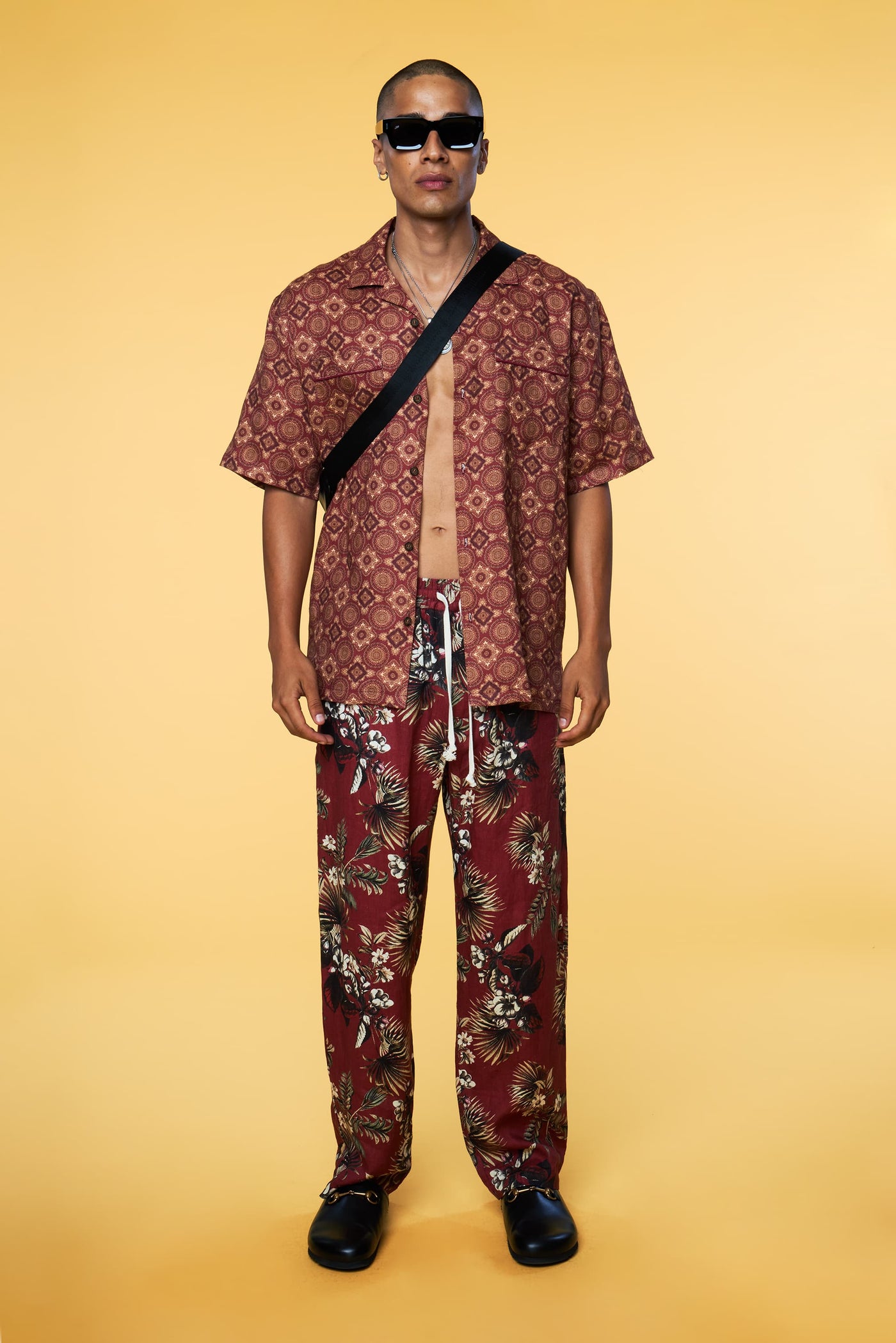 Men’s Pajama Set - Red Foulard Red Hawaiian Weekend - 1 of 5