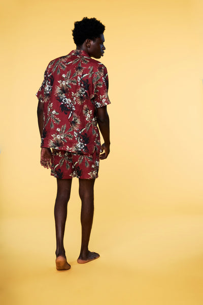 Men’s Pajama Set - Red Hawaiian Short - 4 of 5