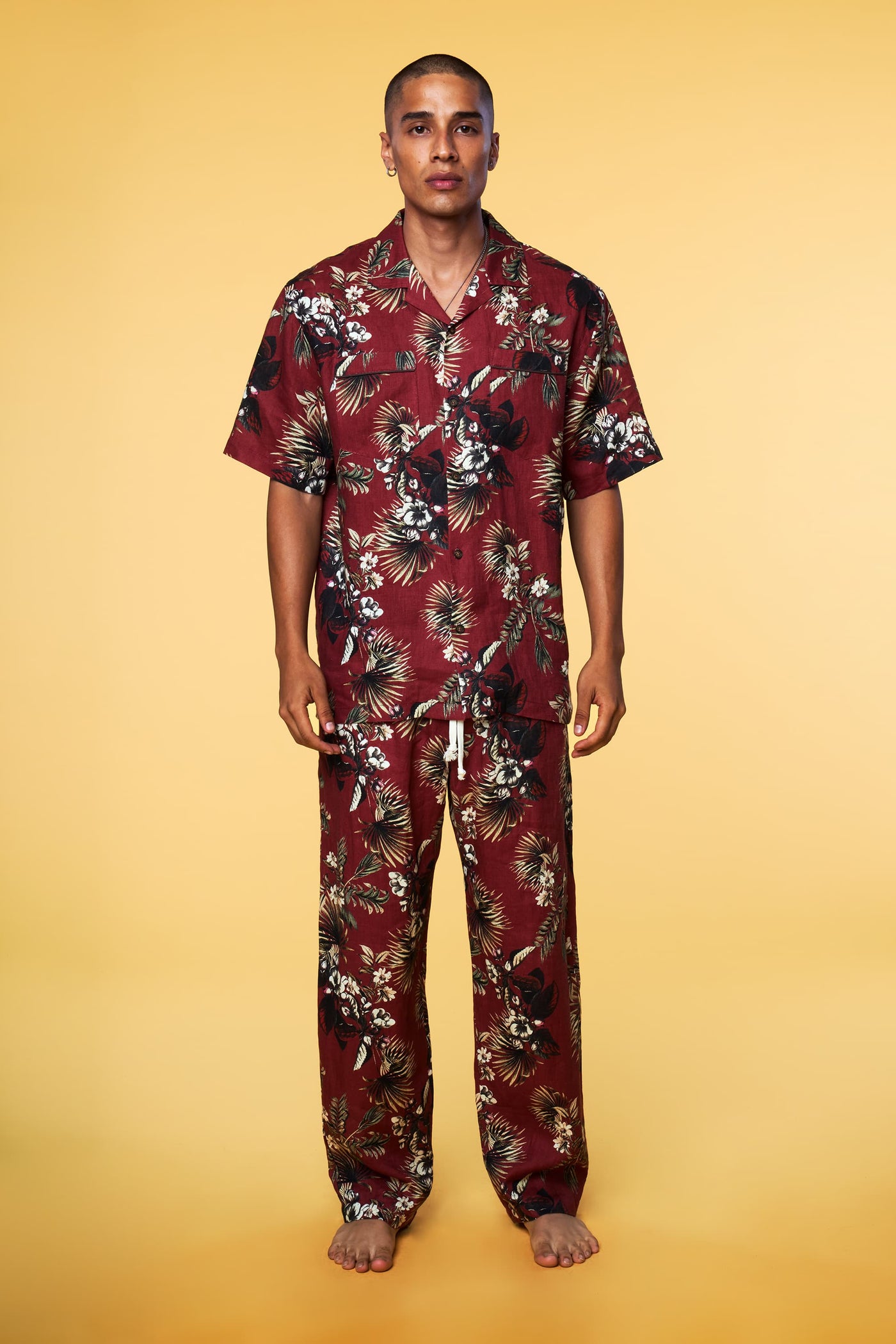 Men’s Pajama Set - Red Hawaiian Weekend - 1 of 5