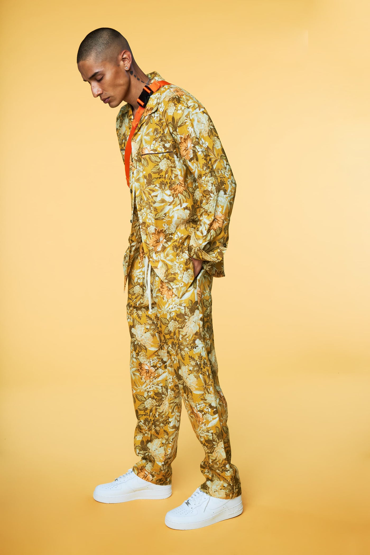 Men’s Pajama Set - Yellow Botanical Long - 2 of 5