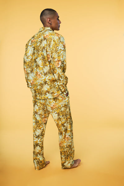 Men’s Pajama Set - Yellow Botanical Long - 4 of 5